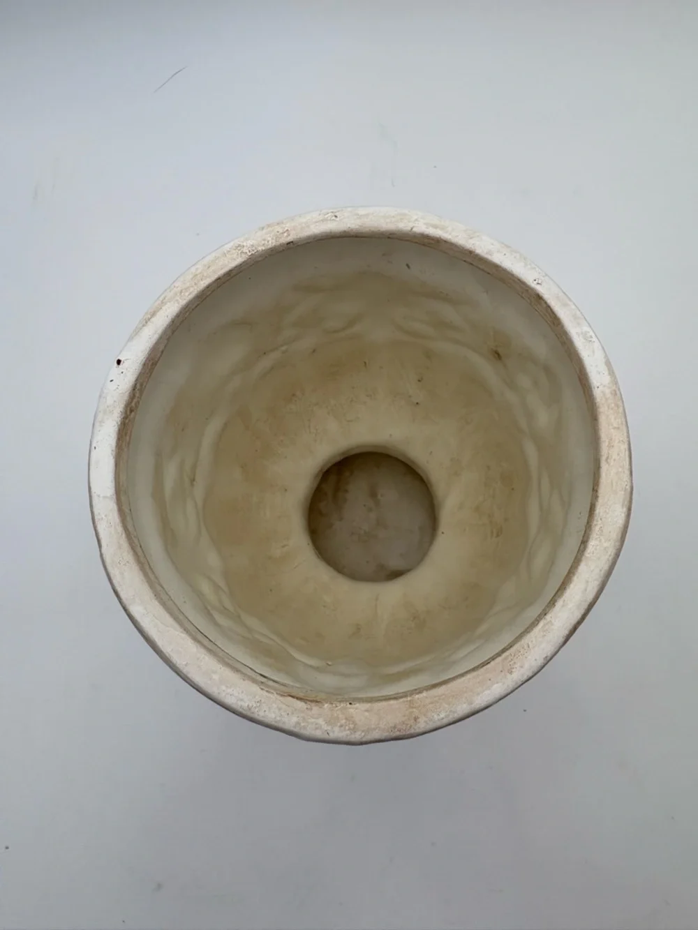 Vintage Grecian Style Cream and Golden Brown Ceramic Pedestal Vase or Planter